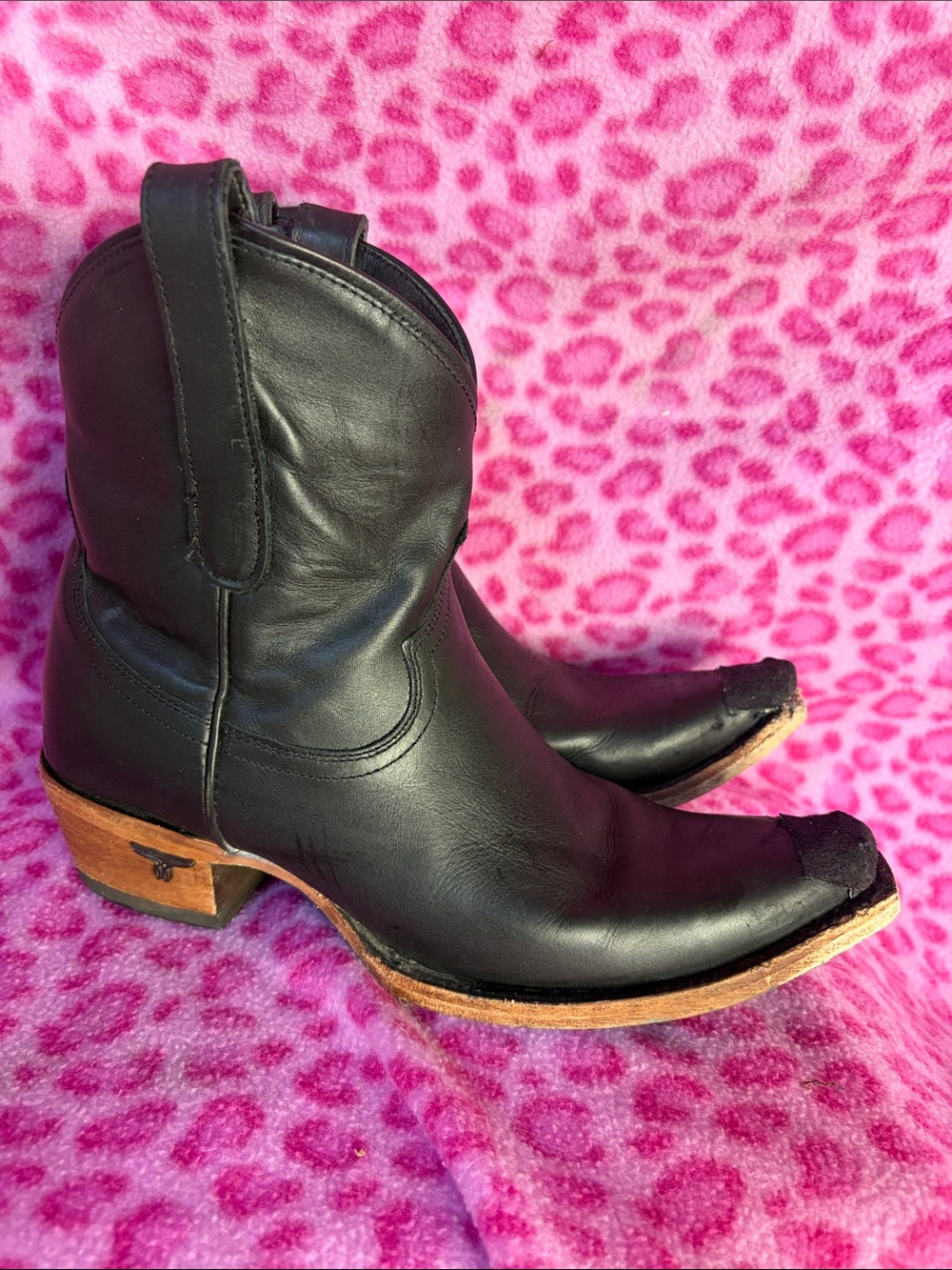 Lane Handmade in Mexico Rough & Tough Ranch Booties Black Ladies Sz 9